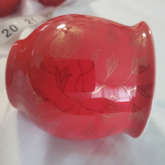 : Red flower Chinese Tea Set 6 cups and matching teapot - Picture 5 of 11